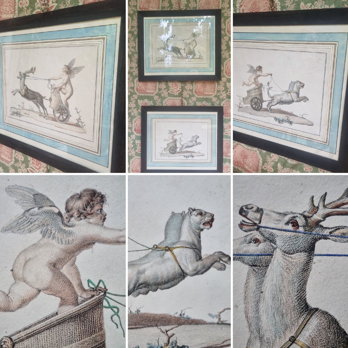 PAIRE DE GRAVURES VERS 1800 DIRECTOIRE CONSULAT A L'ANTIQUE POMPEI ERCULANUM