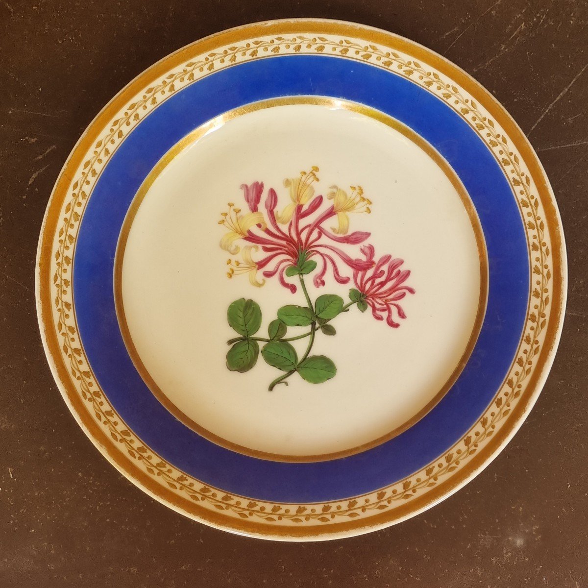SERIE DE 6 ASSIETTES EN PORCELAINE DE PARIS VERS 1830 FLEURS DECOR FLORAL-photo-1