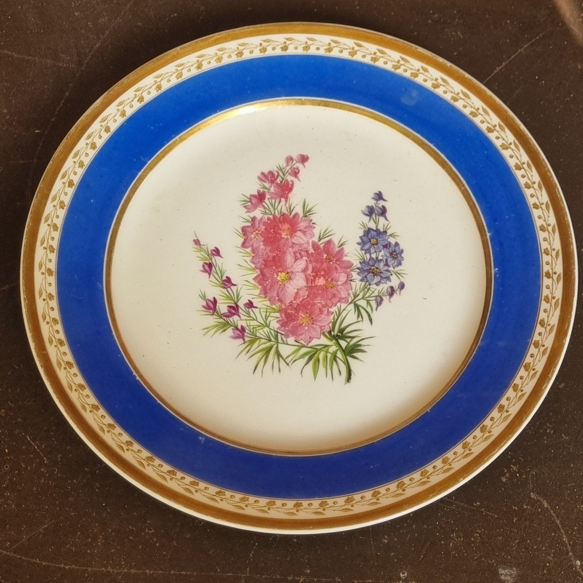 SERIE DE 6 ASSIETTES EN PORCELAINE DE PARIS VERS 1830 FLEURS DECOR FLORAL-photo-2