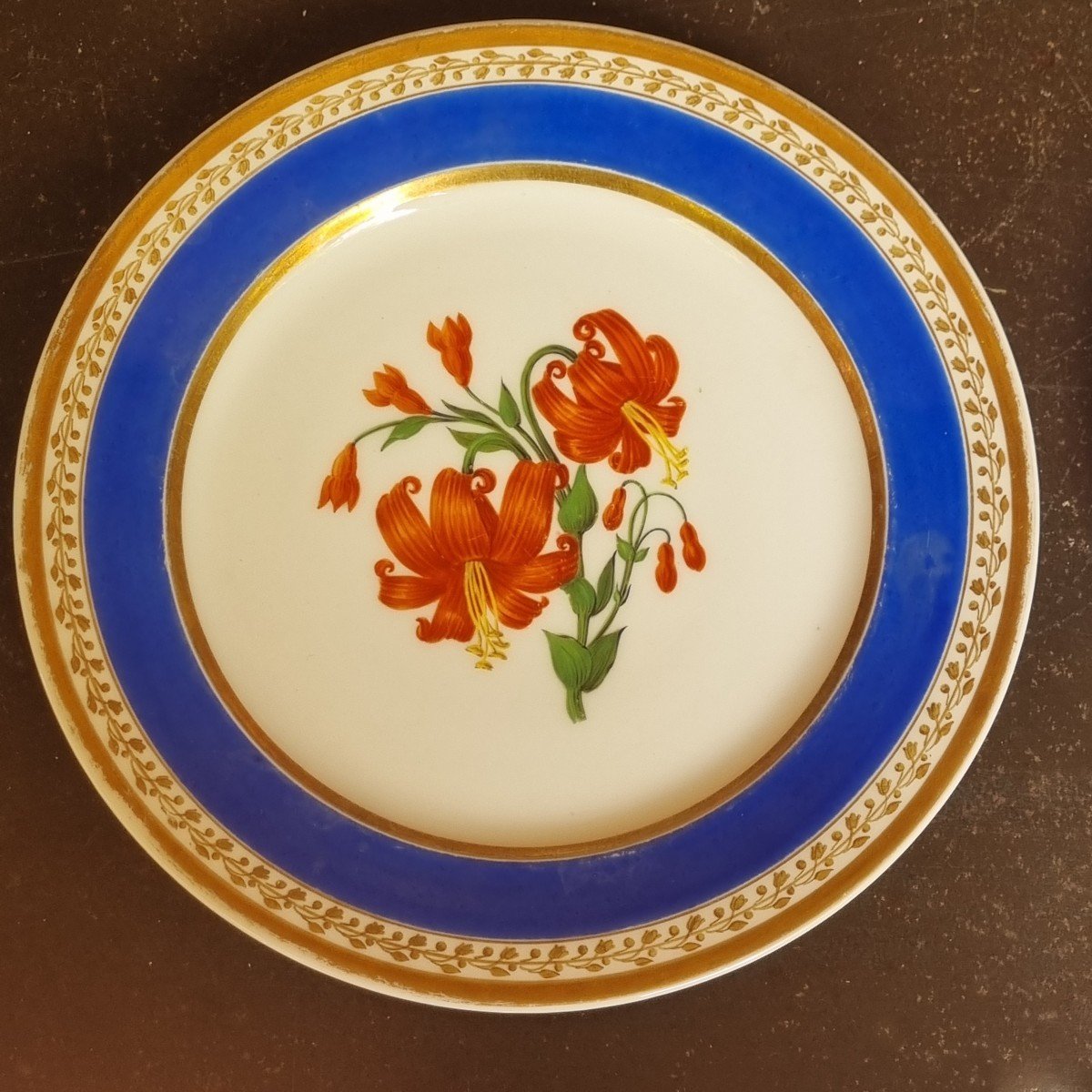 SERIE DE 6 ASSIETTES EN PORCELAINE DE PARIS VERS 1830 FLEURS DECOR FLORAL-photo-3