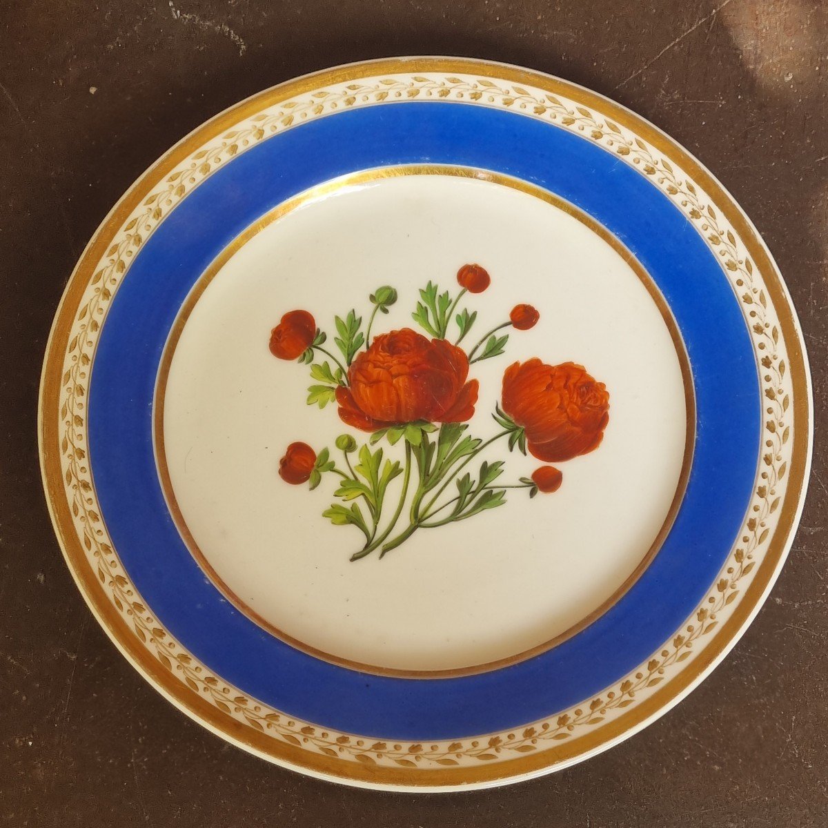 SERIE DE 6 ASSIETTES EN PORCELAINE DE PARIS VERS 1830 FLEURS DECOR FLORAL-photo-5
