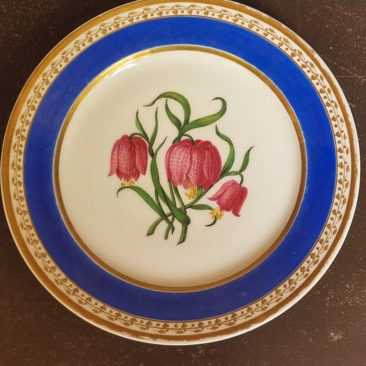 SERIE DE 6 ASSIETTES EN PORCELAINE DE PARIS VERS 1830 FLEURS DECOR FLORAL-photo-6