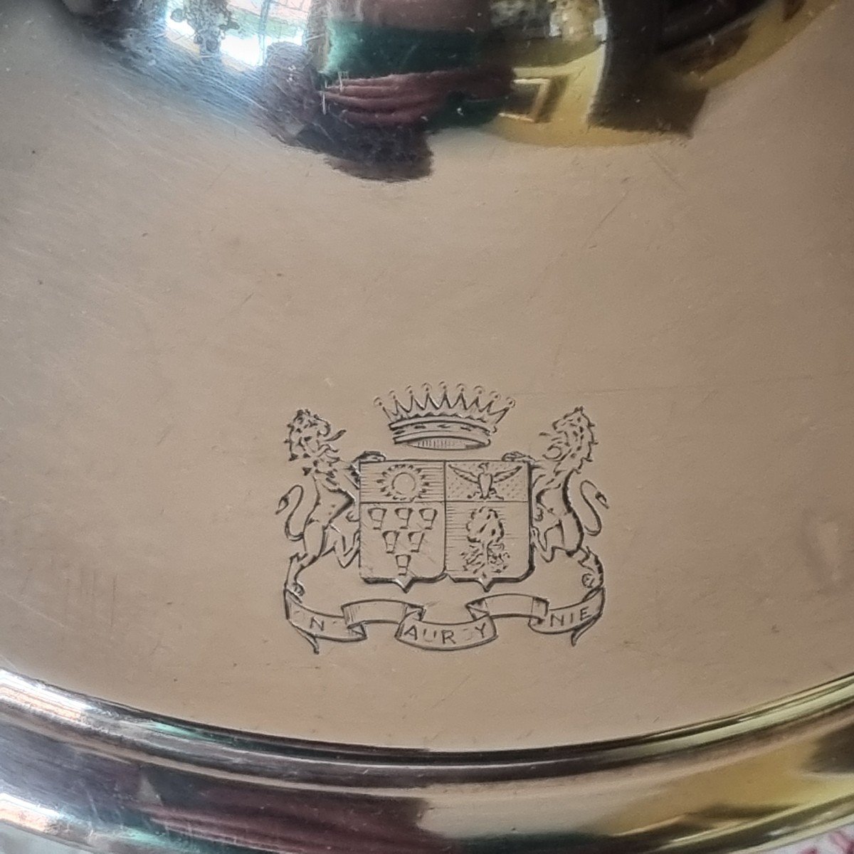 Silver Metal Vegetable Dish With Coat Of Arms And County Crown Early 19th Century Circa 1830 Charles X-photo-4
