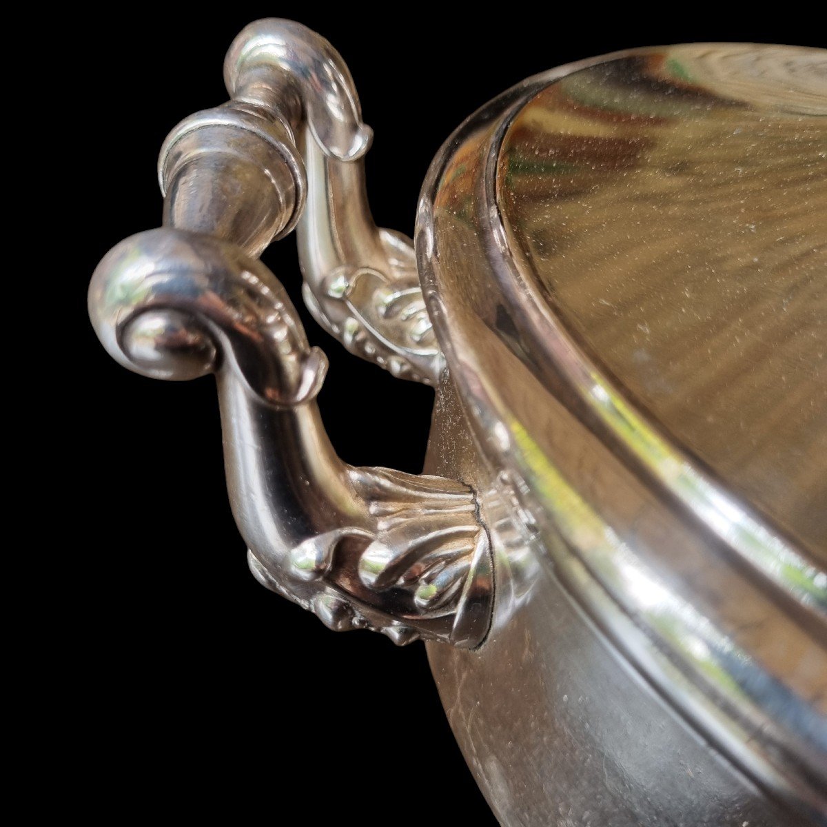 Silver Metal Vegetable Dish With Coat Of Arms And County Crown Early 19th Century Circa 1830 Charles X-photo-3