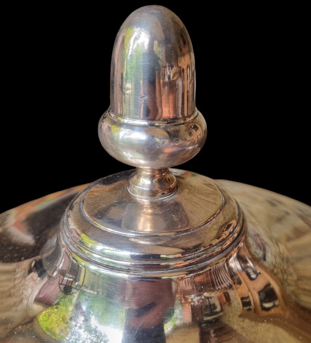 Silver Metal Vegetable Dish With Coat Of Arms And County Crown Early 19th Century Circa 1830 Charles X-photo-4