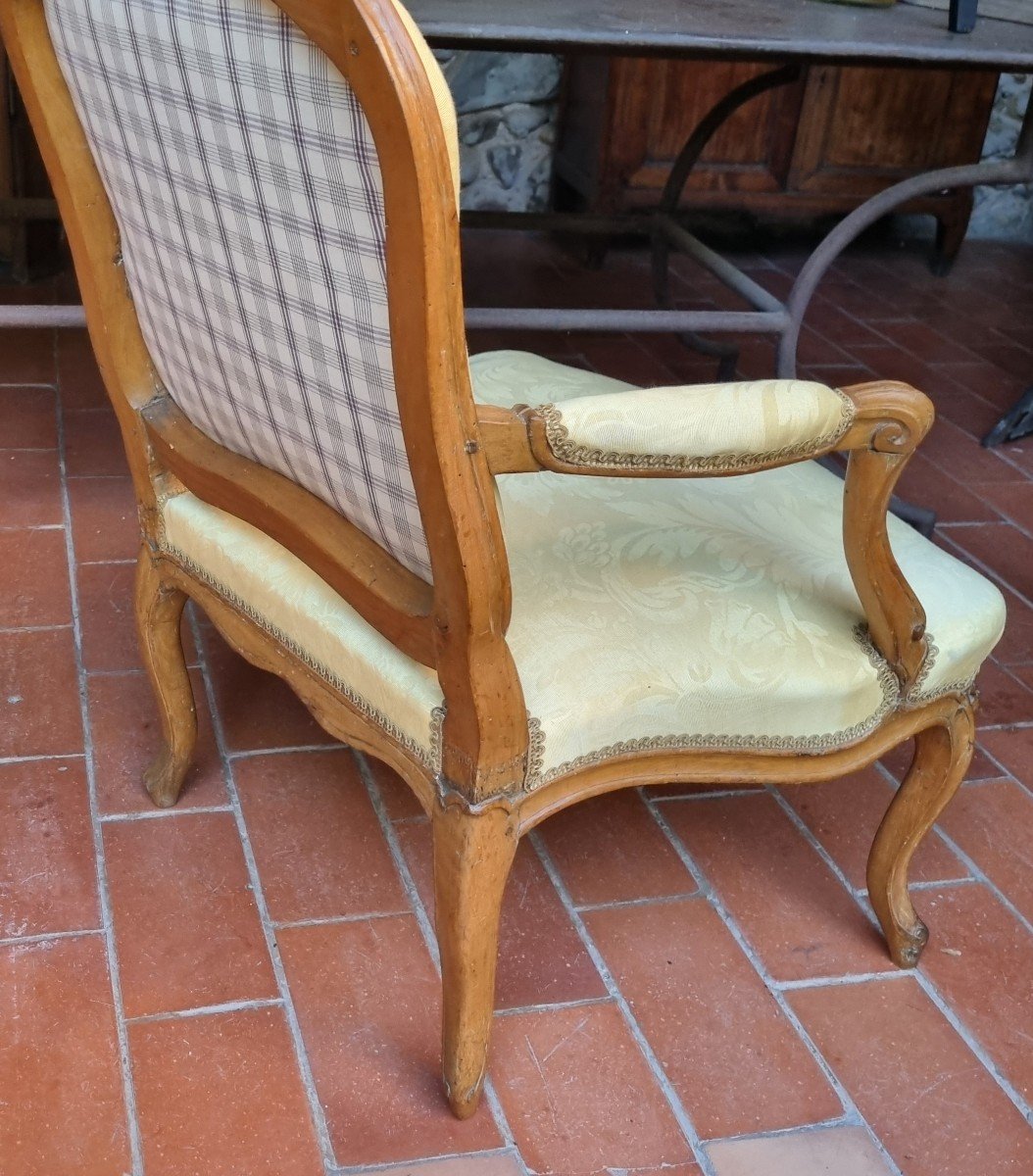 Large Louis XV Period Armchair Pierre Frey Fabric Queen's Backrest-photo-5