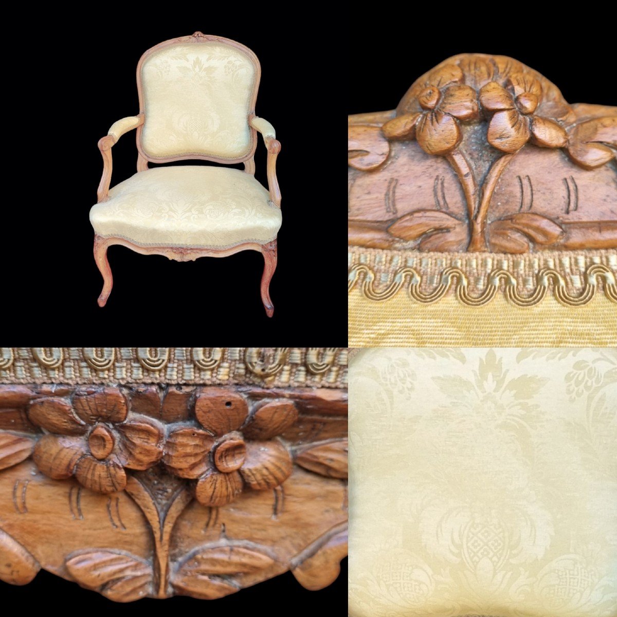 Large Louis XV Period Armchair Pierre Frey Fabric Queen's Backrest-photo-6