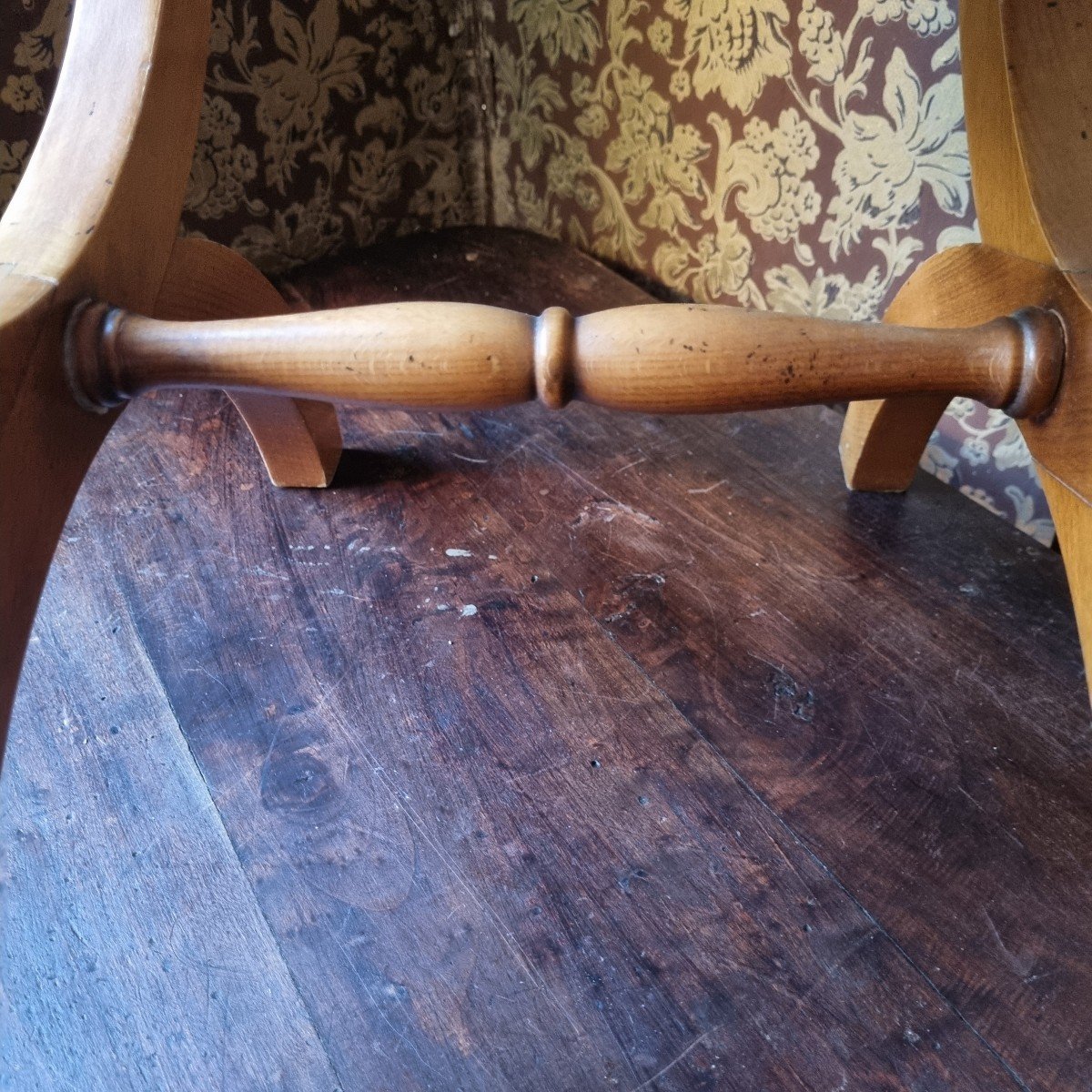 TABOURET CURULE STYLE EMPIRE  / CHARLES X BOIS CLAIR EN X-photo-3