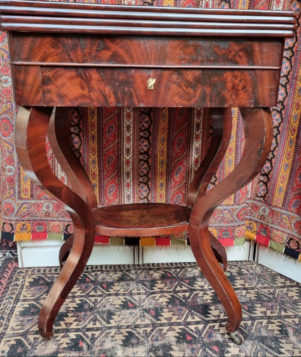 Charles X Period Games Table Mahogany Worker Circa 1830 Restoration-photo-1