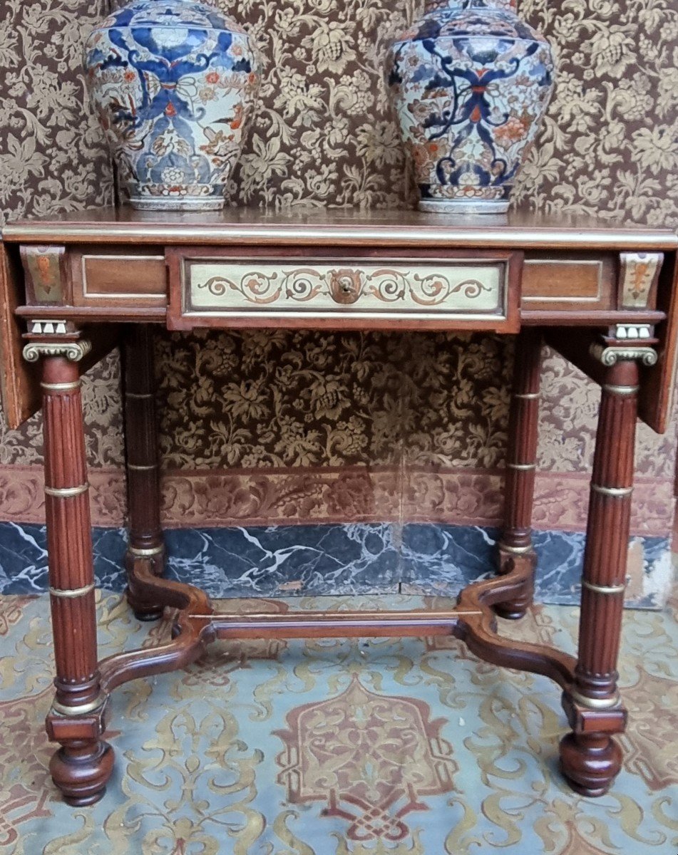 TABLE ÉPOQUE MILIEU XIXe NAPOLÉON III  LOUIS-PHILIPPE BOULLE A ÉCRIRE CONSOLE -photo-4