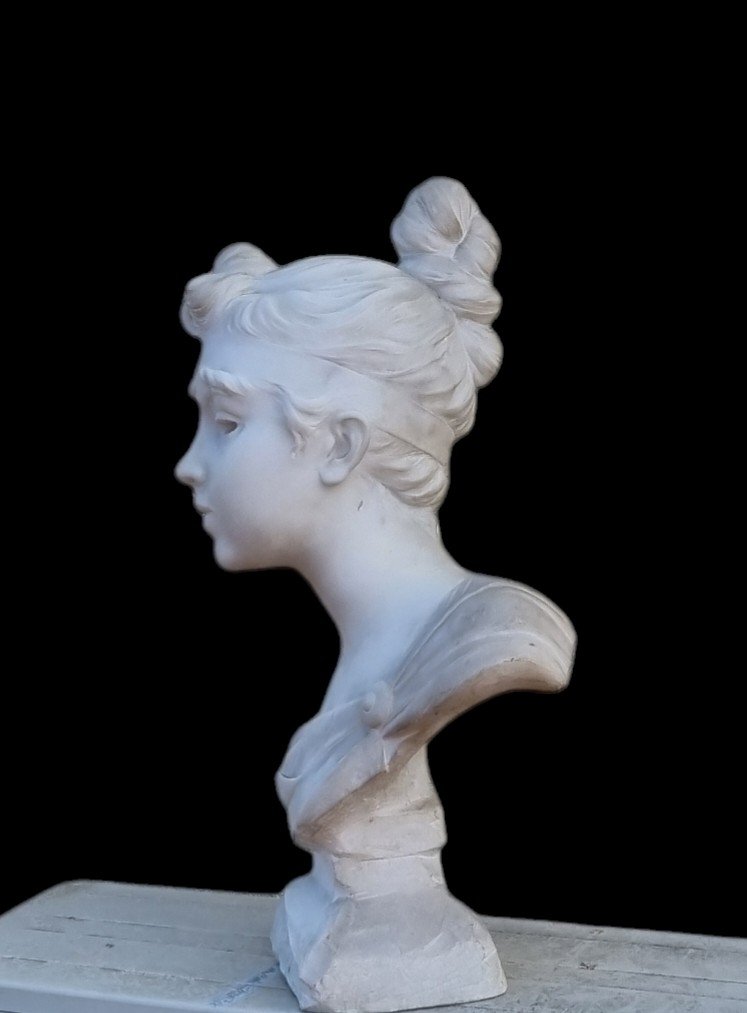 Emmanuel VILLANIS Grand buste de Phryné en marbre de CARRARE  ART NOUVEAU JUGENDSTIL LIBERTY -photo-1