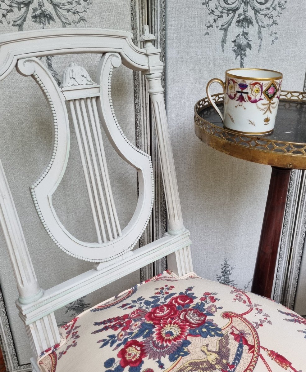 Louis XVI Style Lyre Chair Circa 1900-photo-3