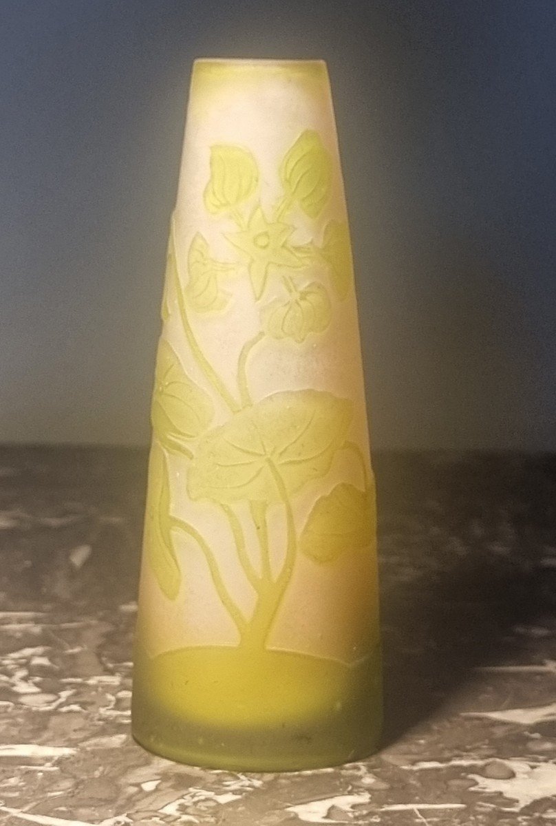 Emile Gallé Small Art Nouveau Glass Paste Vase 10.5 Cm