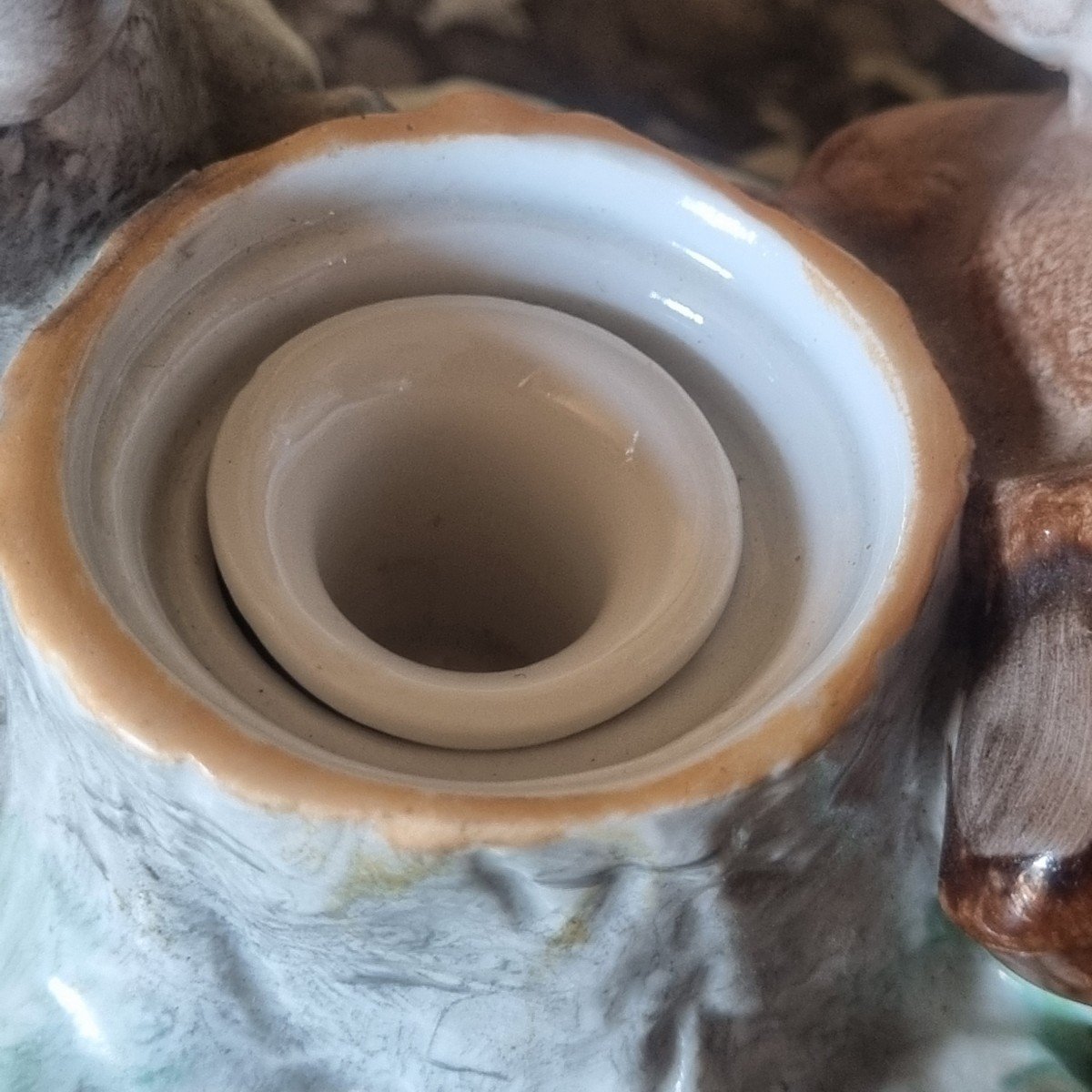 Russian Lomonosov Porcelain Inkwell Circa 1950 Teddy Bear Bear-photo-1