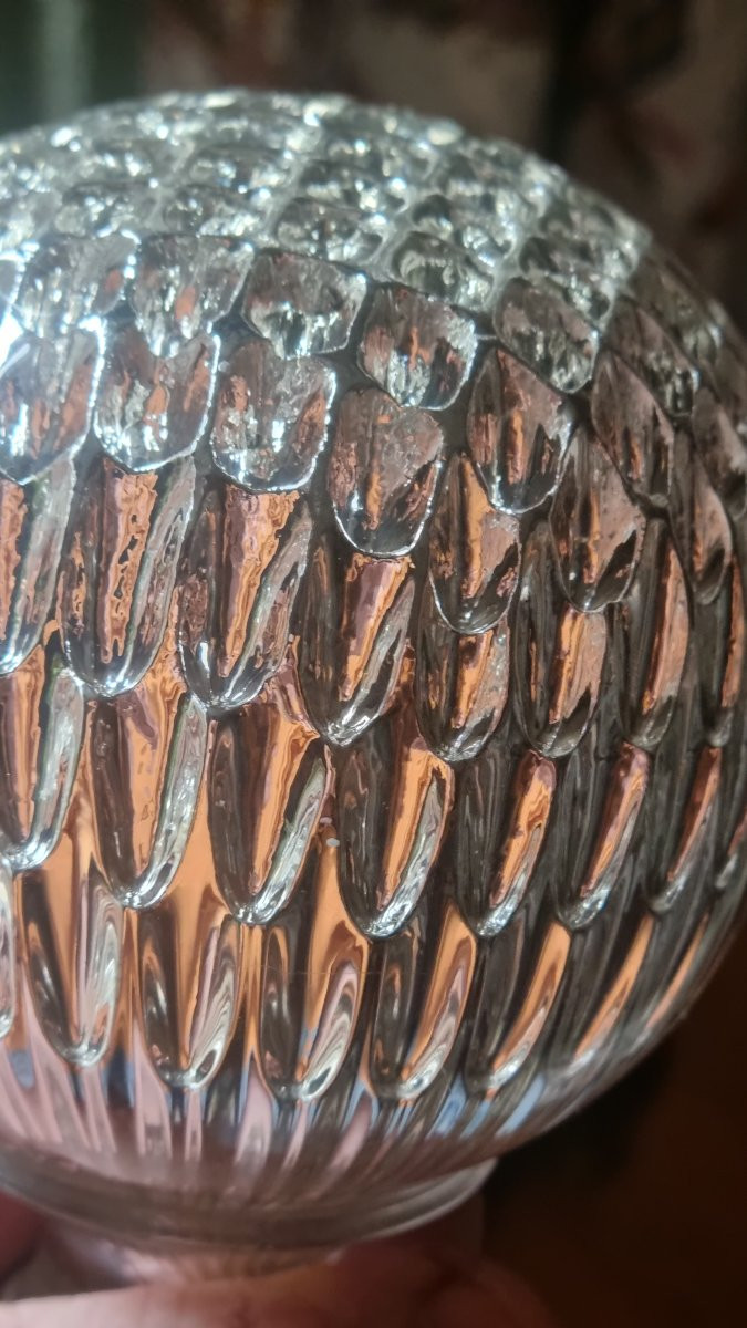 19th Century Napoleon III Baccarat Sulphure And Crystal Stair Rail Ball -photo-4
