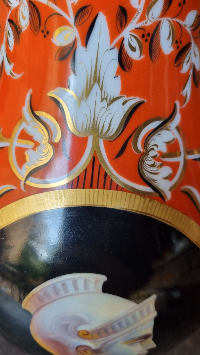 Large Paris Porcelain Vase, Napoleon III Period, Antique Profile-photo-3