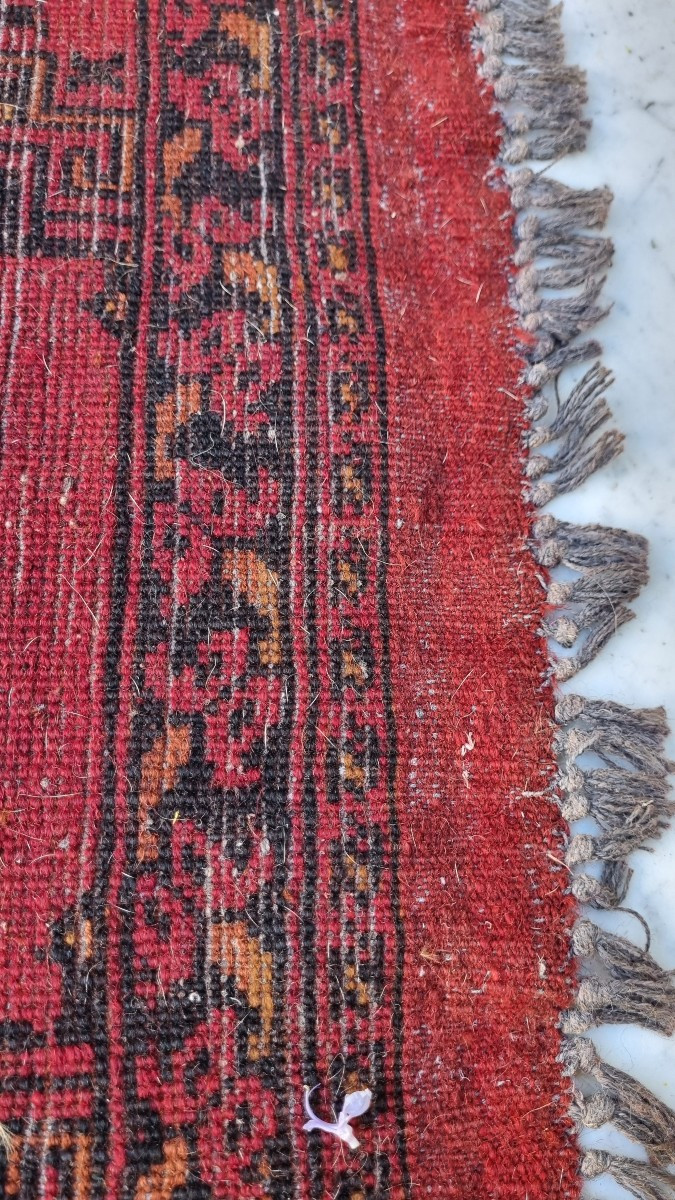 Small Handmade Oriental Persian Rug Turkmen Style Bed Rug Hallway 150 X 50 Cm-photo-3