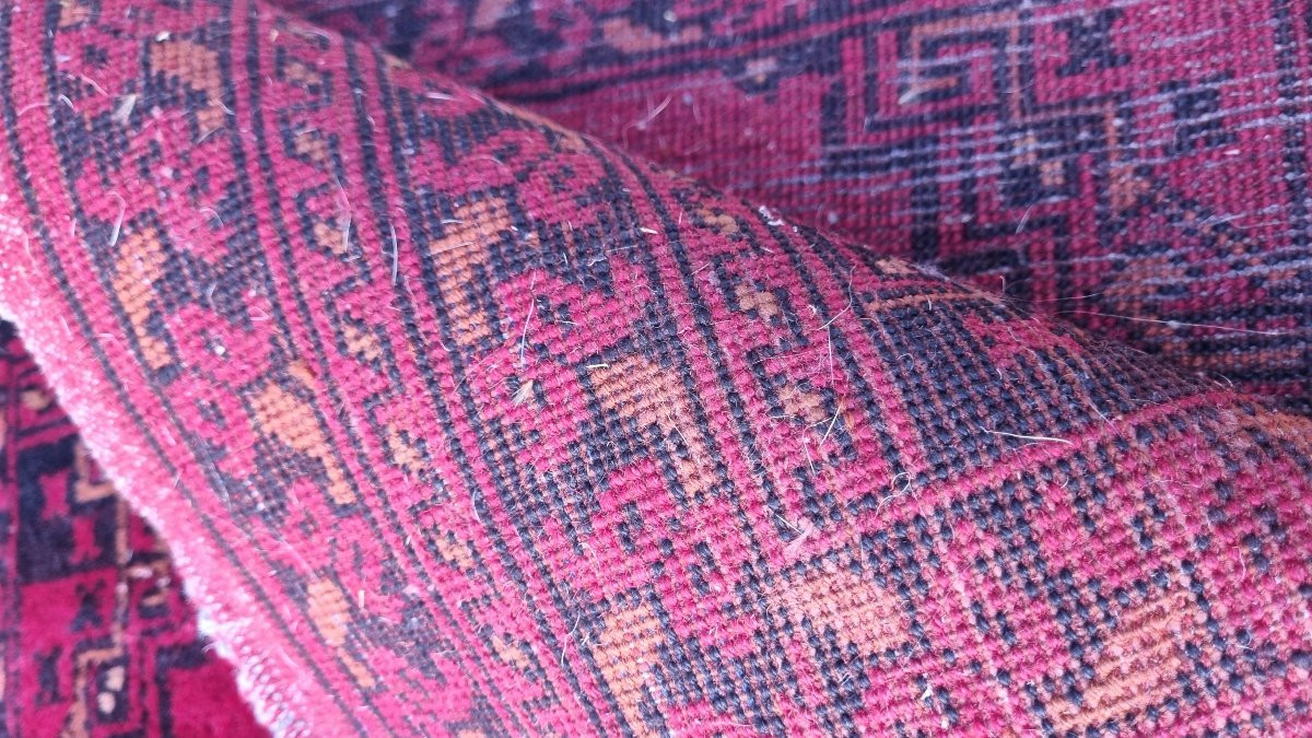 Small Handmade Oriental Persian Rug Turkmen Style Bed Rug Hallway 150 X 50 Cm-photo-1