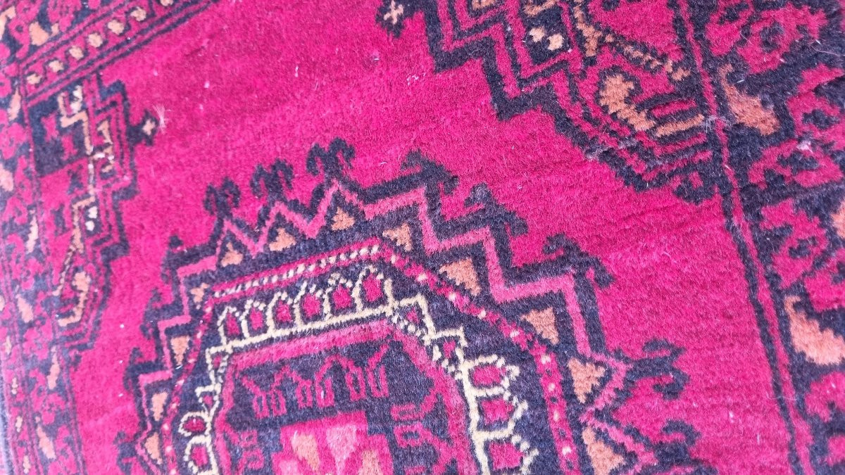 Small Handmade Oriental Persian Rug Turkmen Style Bed Rug Hallway 150 X 50 Cm-photo-2