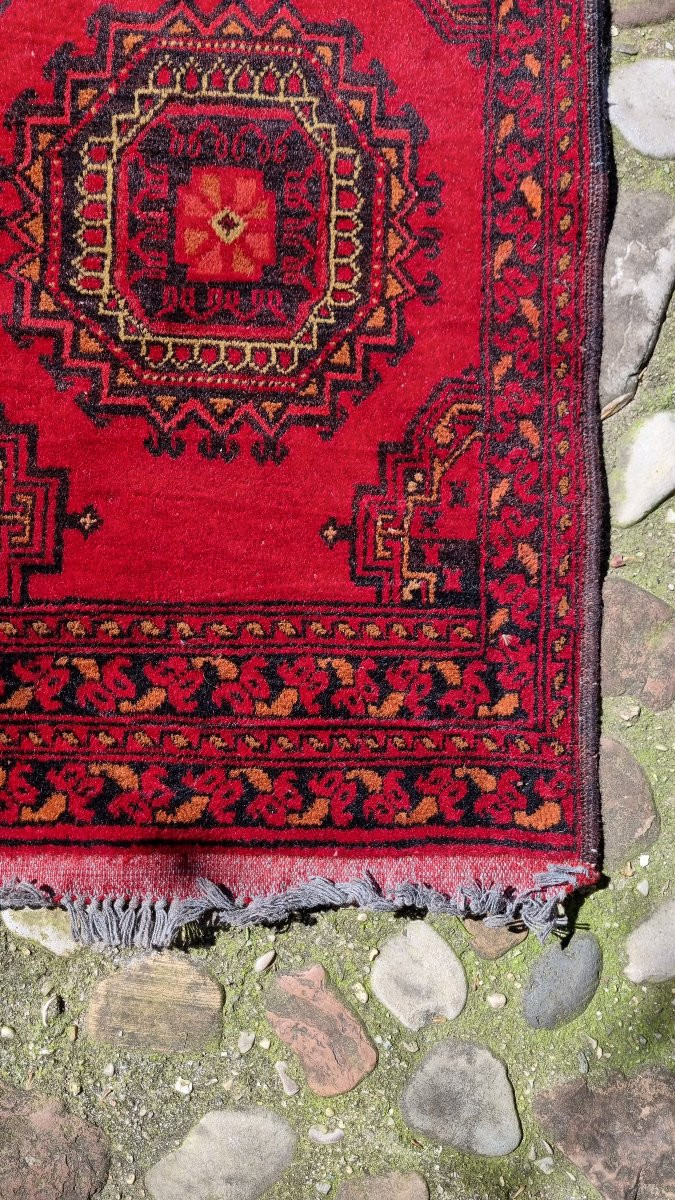 Small Handmade Oriental Persian Rug Turkmen Style Bed Rug Hallway 150 X 50 Cm-photo-4