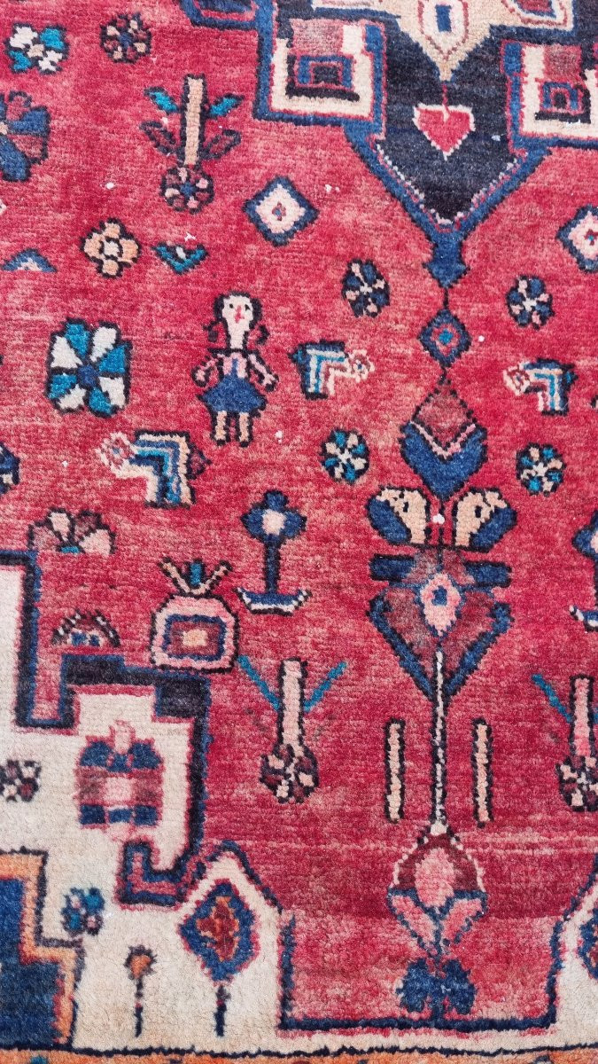 Handmade Oriental Persian Rug Knoted Iran Hamadan C. 1980 290 X 134 Cm-photo-3