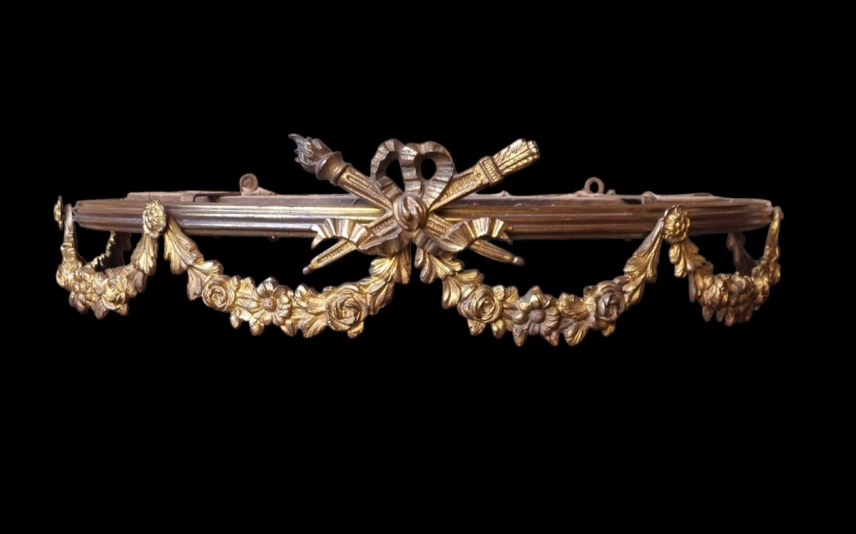 CIEL DE LIT NAPOLÉON III ÉPOQUE BALDAQUIN  STYLE LOUIS XVI BRONZE DORÉ -photo-2