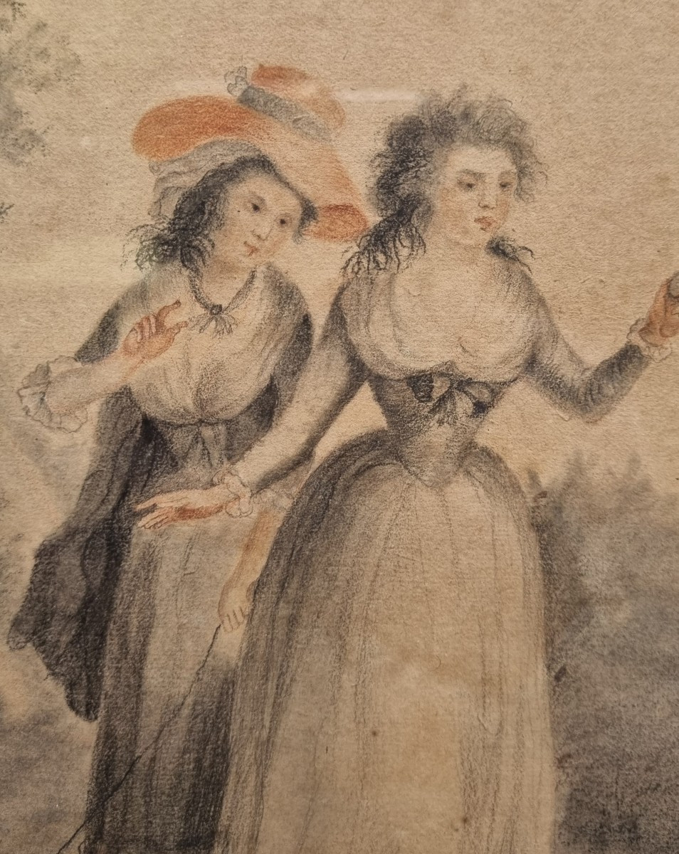 Drawing 18th Century Louis XVI "the Lovers"