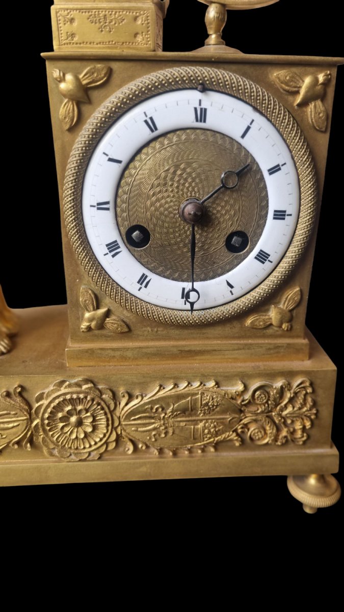 Gilt Bronze Clock, Empire Period, The Toilet Of Venus-photo-2