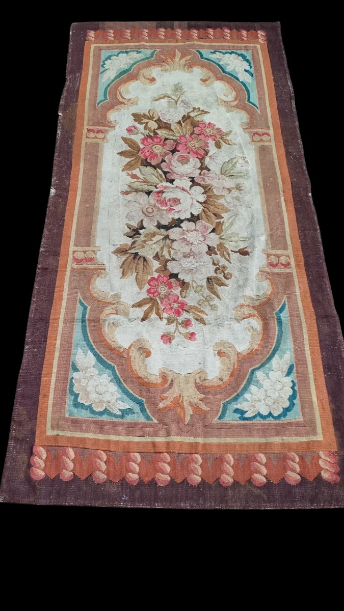 TAPIS AUBUSSON EPOQUE NAPOLÉON III  91 X 200 CM