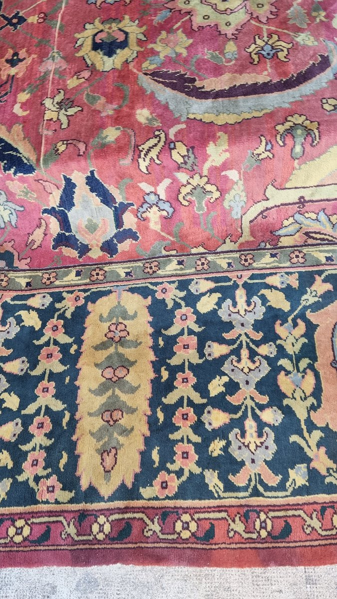 TRES GRAND TAPIS INDO PERSAN 522 cm x 324 cm vers 1900 ENTIÈREMENT NOUE MAIN-photo-2