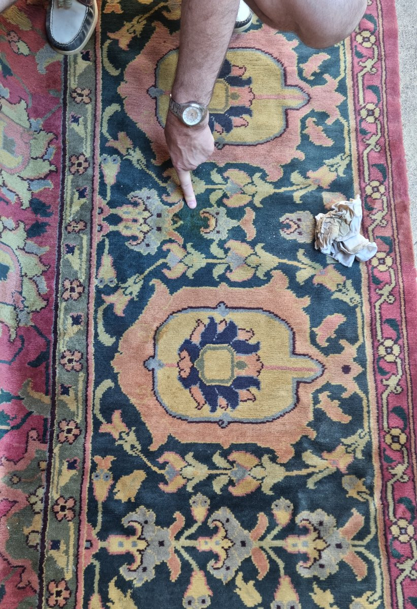 TRES GRAND TAPIS INDO PERSAN 522 cm x 324 cm vers 1900 ENTIÈREMENT NOUE MAIN-photo-3