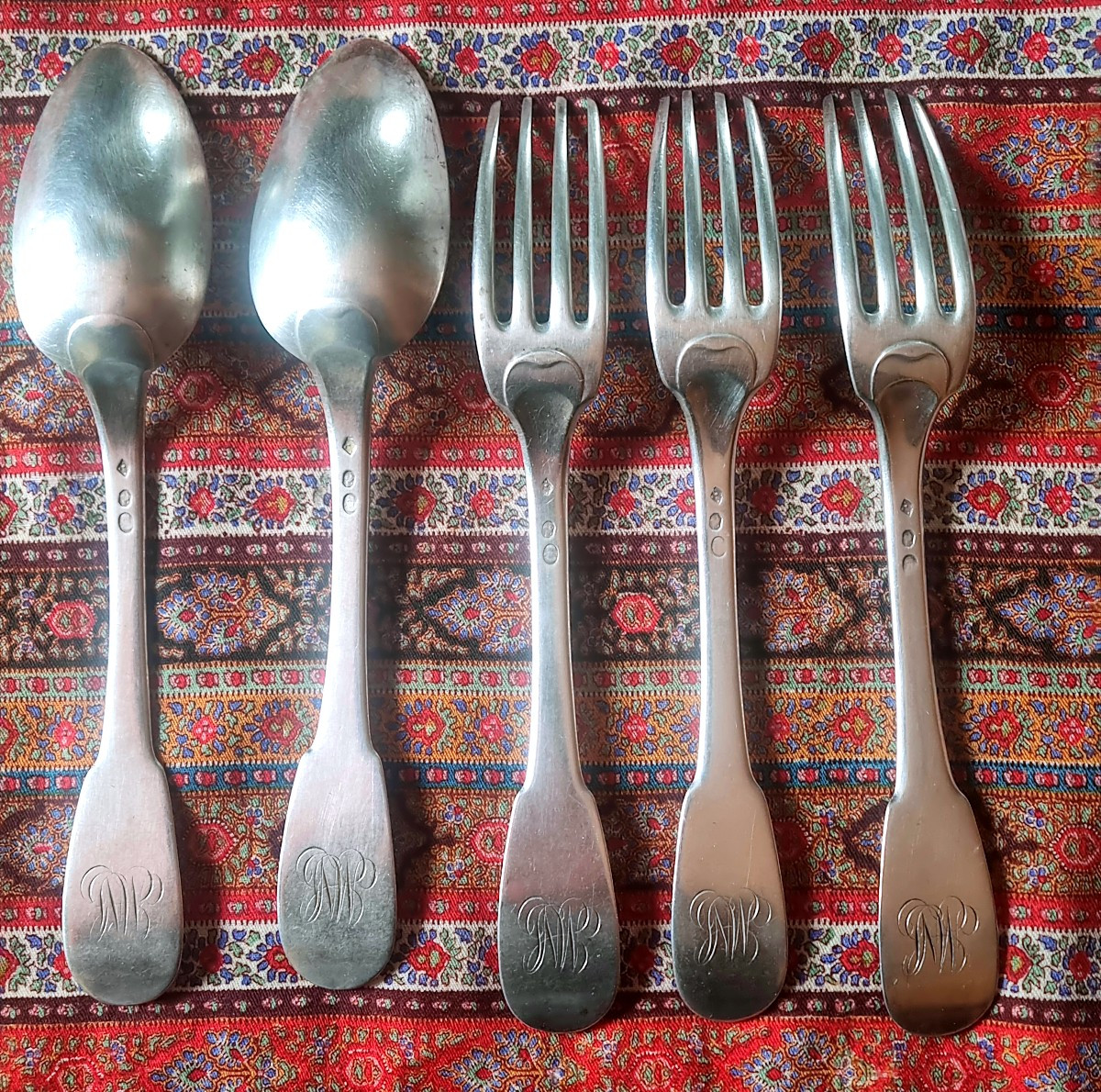 Solid Silver Cutlery Hallmark 1st Rooster Late 18th Early 19th Century Uniplat Forks Spoons 