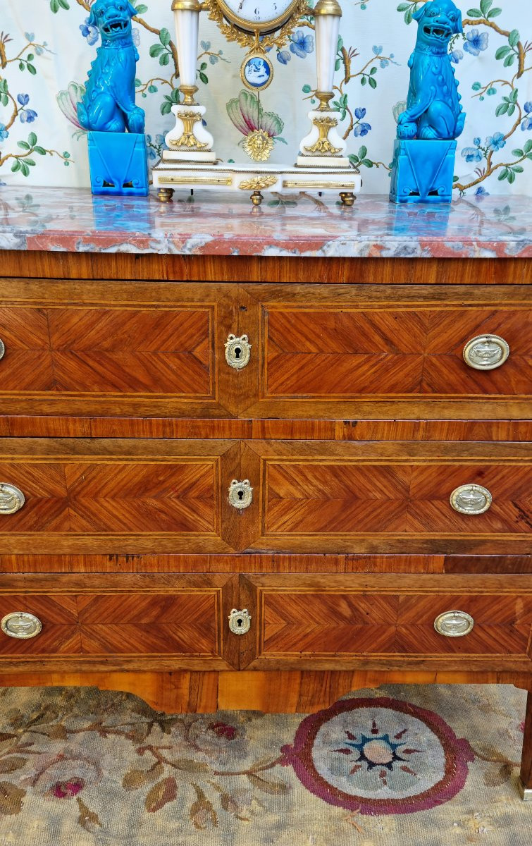 PETITE COMMODE EN MARQUETERIE ÉPOQUE LOUIS XVI XVIIIe-photo-3