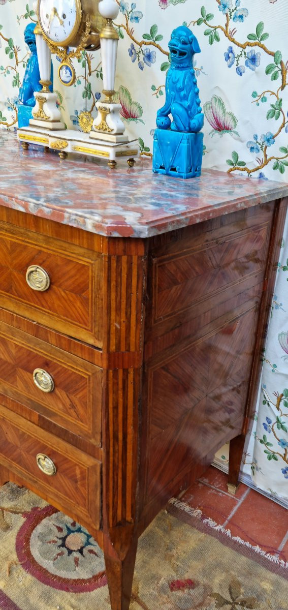 PETITE COMMODE EN MARQUETERIE ÉPOQUE LOUIS XVI XVIIIe-photo-6