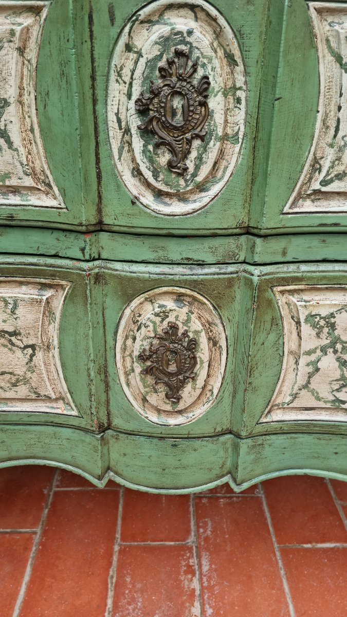 COMMODE SAUTEUSE EN BOIS PEINT LOUIS XV XVIIIE PROVENCE-photo-3