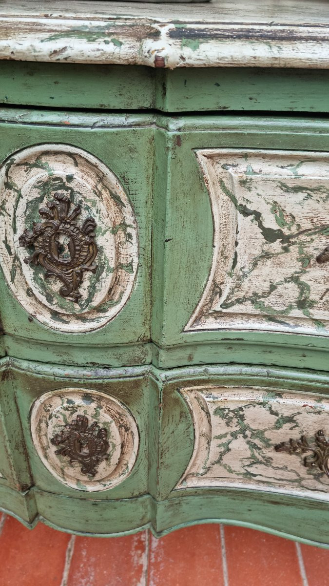 COMMODE SAUTEUSE EN BOIS PEINT LOUIS XV XVIIIE PROVENCE-photo-4