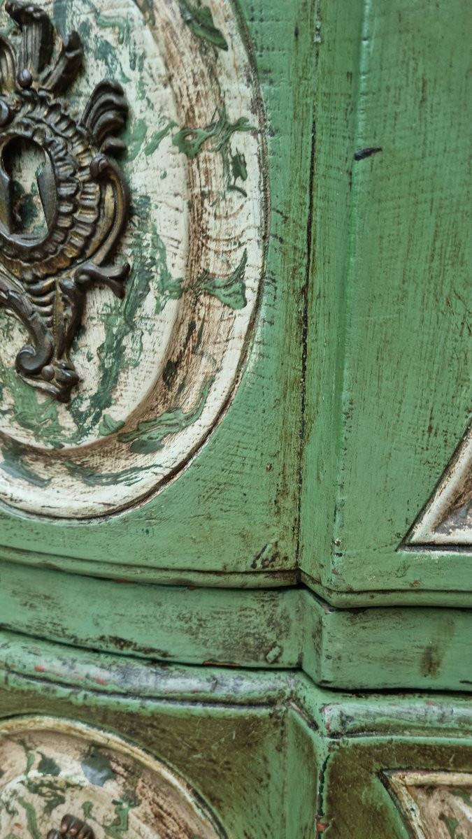 COMMODE SAUTEUSE EN BOIS PEINT LOUIS XV XVIIIE PROVENCE-photo-1