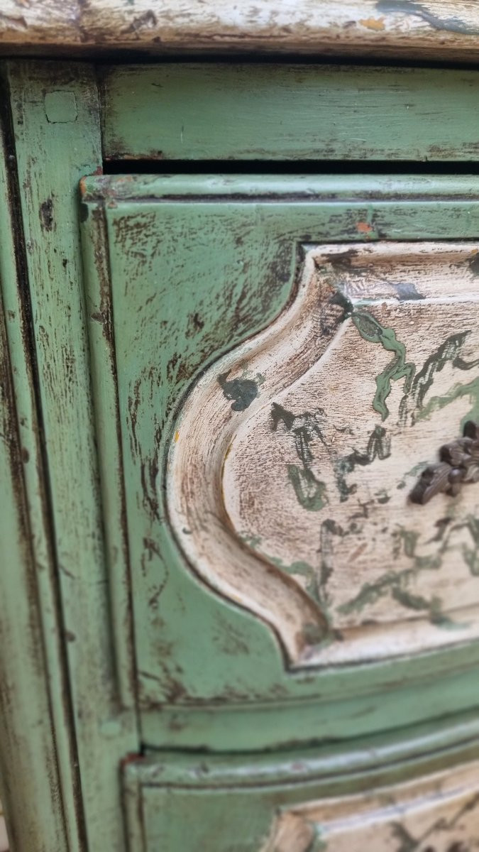 COMMODE SAUTEUSE EN BOIS PEINT LOUIS XV XVIIIE PROVENCE-photo-7