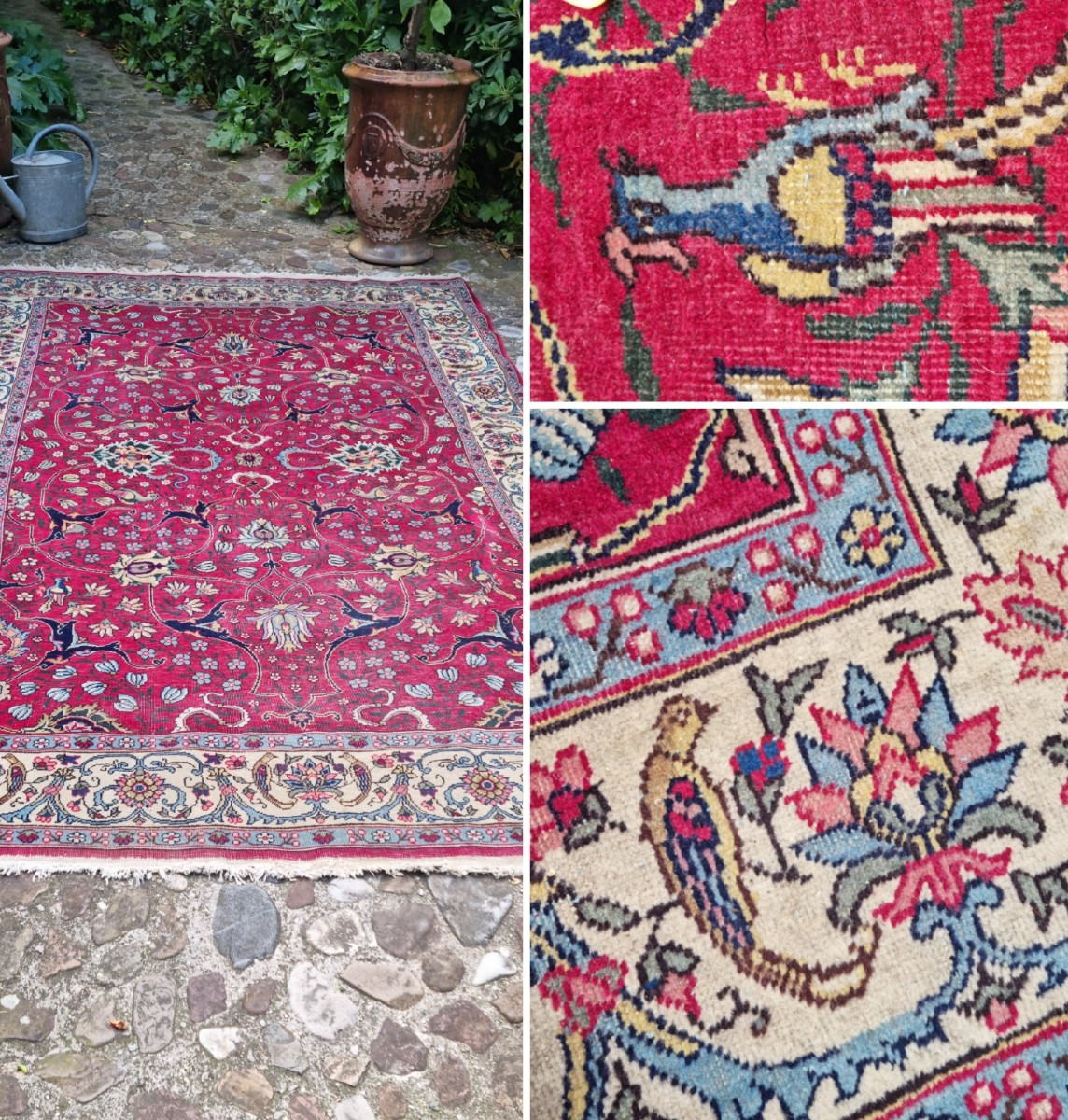 TAPIS  D'ORIENT IRAN NOUÉ MAIN PERSAN FAIT VERS 1960