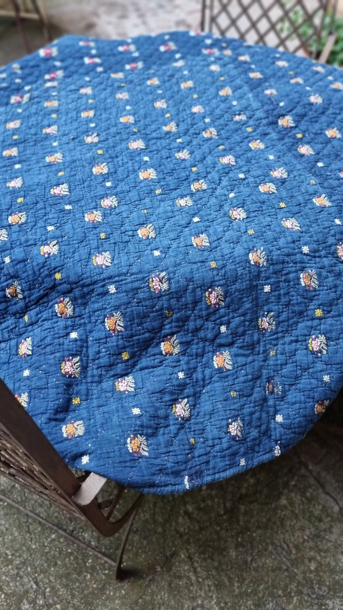 Provence Quilted Blanket Boutis Boutis 18th Century Indigo-photo-2