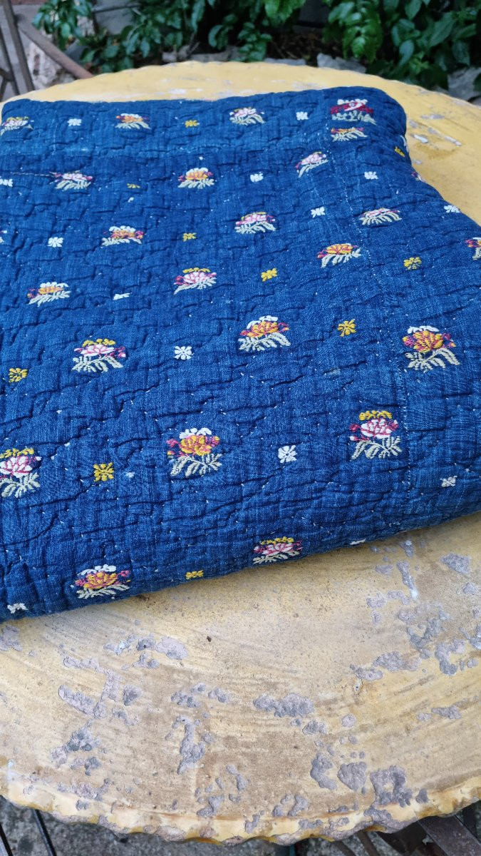 Provence Quilted Blanket Boutis Boutis 18th Century Indigo-photo-5