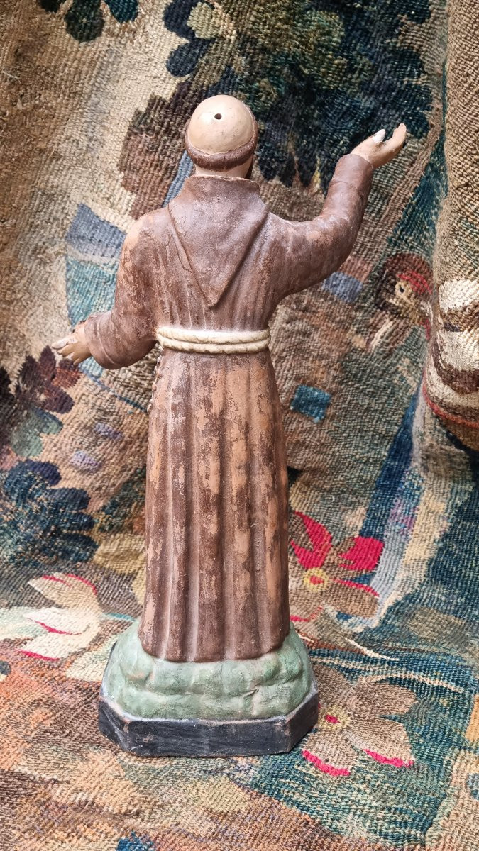 Terracotta Statue Of Saint Francis Of Assisi Napoleon III Period 19th Century-photo-4