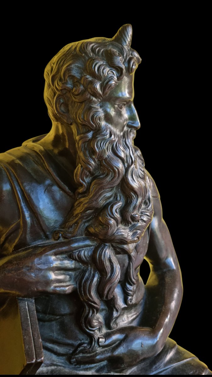 GRANDE STATUE BRONZE MOÏSE MICHEL-ANGE 62 CM SOUVENIR DU GRAND TOUR -photo-4