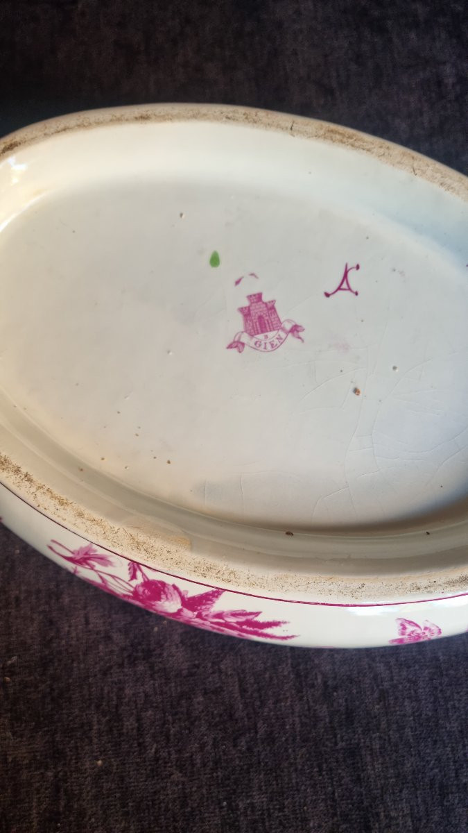 RAFRAICHISSOIR À VERRES EN FAÏENCE DE GIEN ÉPOQUE XIXe-photo-1