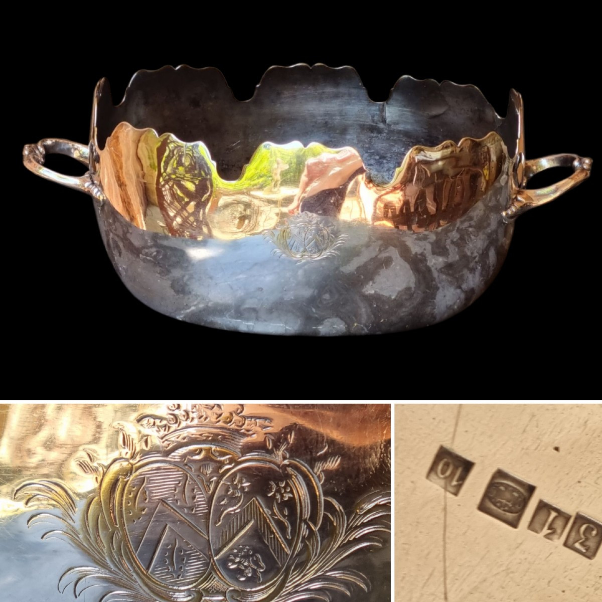CHRISTOFLE RAFRAICHISSOIR À VERRE EN METAL ARGENTÉ CORONNE DE MARQUIS  ARMOIRIES 