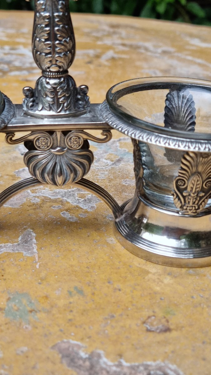 Solid Silver Double Salt Shaker With Old Man Hallmark, Charles X Period-photo-1