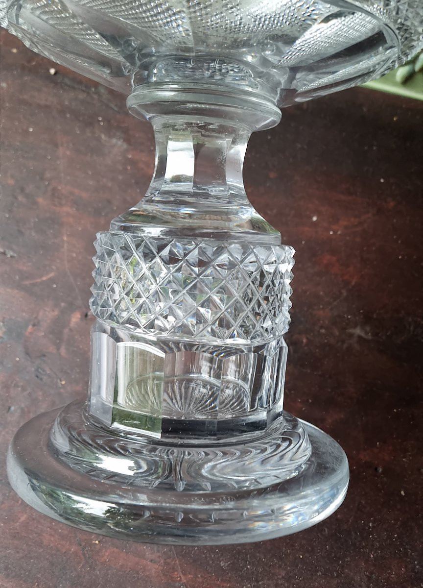 Large Charles X Diamond Point Cut Crystal Cup -photo-3