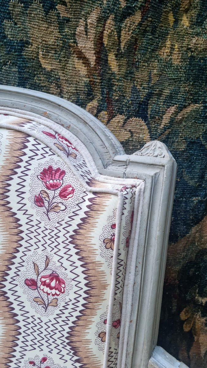 FAUTEUIL CABRIOLET ESTAMPILLÉ ANTOINE GAILLARD ÉPOQUE LOUIS XVI TISSU LE MANACH-photo-3