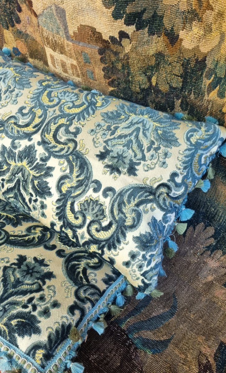 DEUX COUSSINS RÉALISÉS AVEC UN TISSU ANCIEN DÉCORATION -photo-4