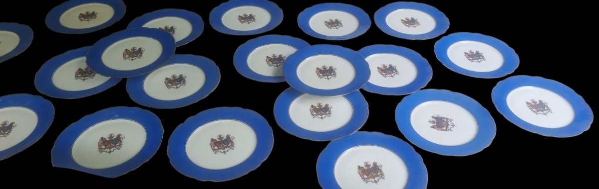 Series Of 20 Plates Coat Of Arms Crown Of Count Lostanges Crimean War Napoleon III  -photo-3
